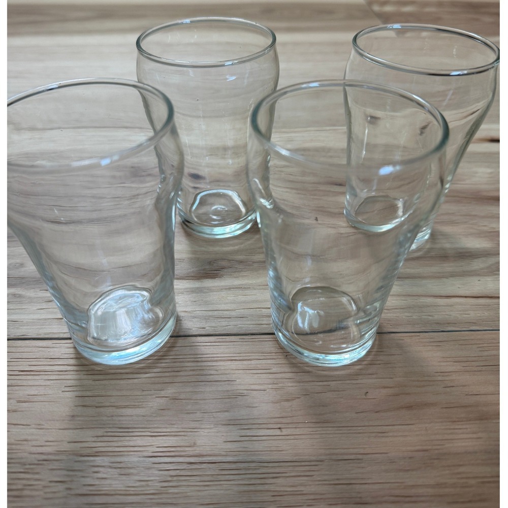 Vintage Juice Glasses Set of 4 Clear Glass Flared Tapered 4oz MCM Retro Tumblers